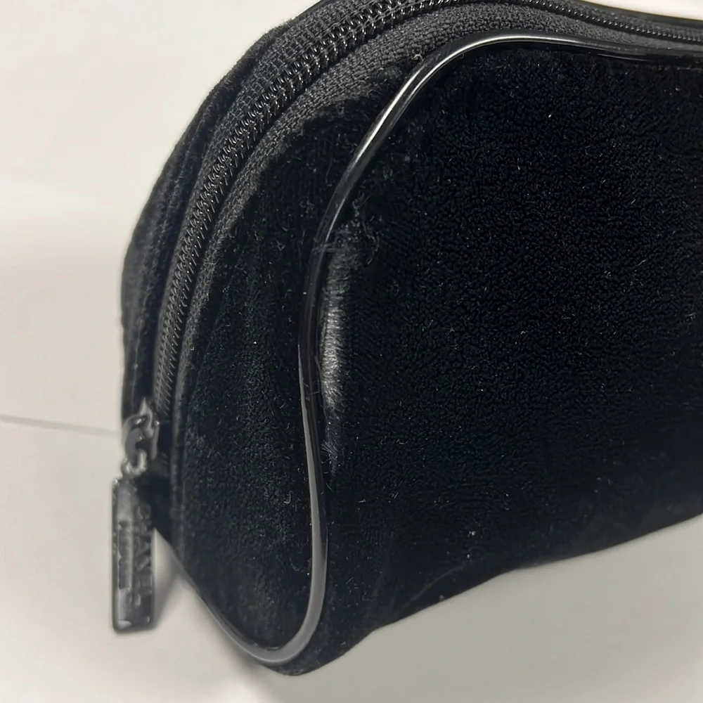 CHANEL Parfums Black Velvet Zip Clutch Pouch Cosmetics Bag